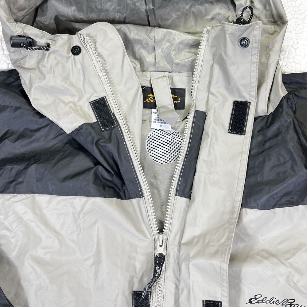 Eddie Bauer Jacket Mens XL Beige PVC Nylon Vented Waterproof Rain Coat‎ - Picture 6 of 15